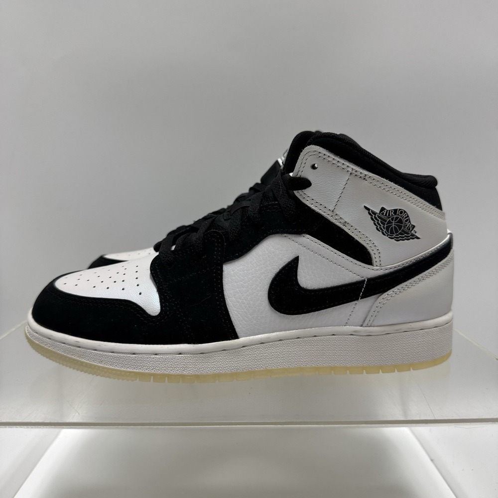 Brand New Nike Air Jordan 1 Mid SE Diamond GS White Black DN4321 100 Size 7Y